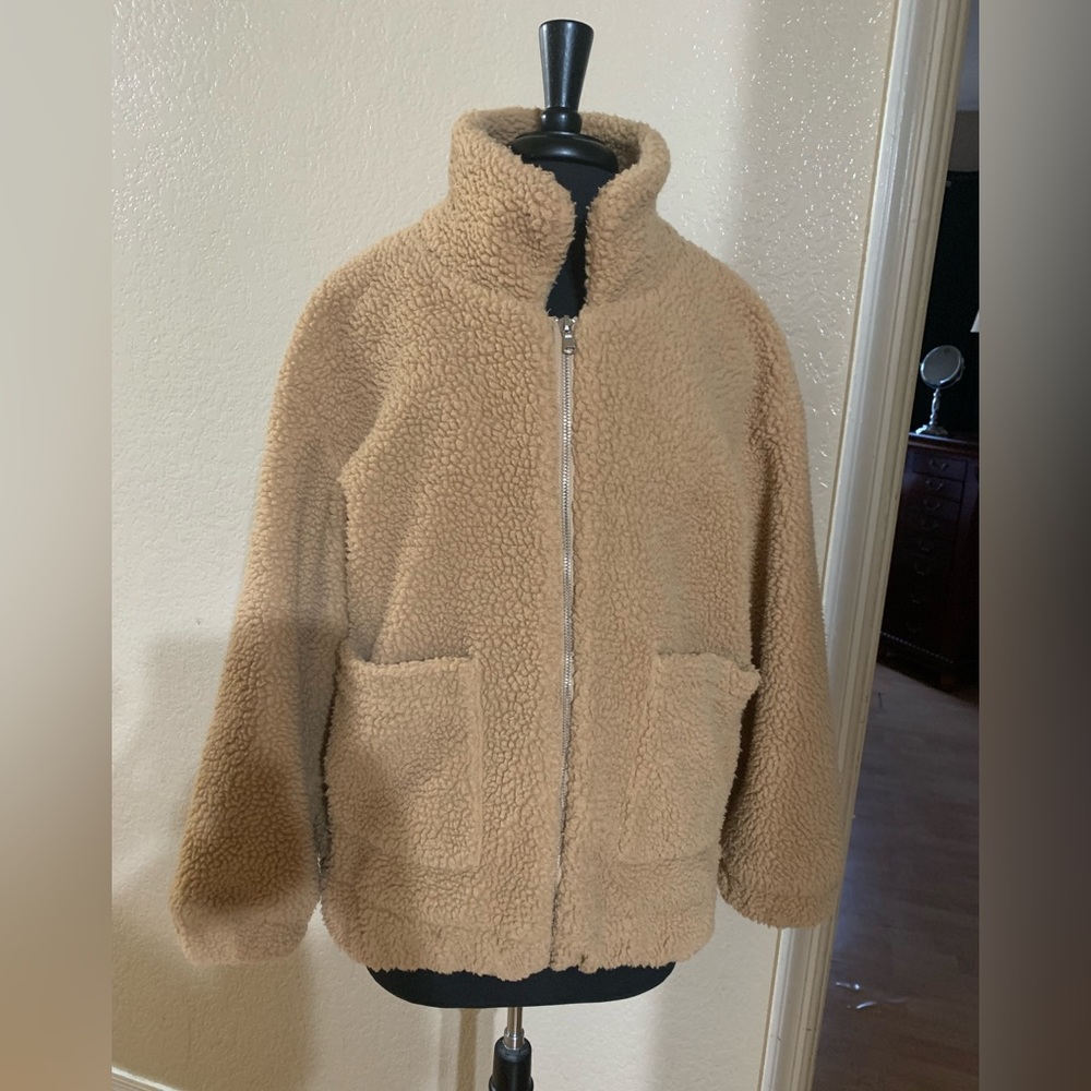 Zip Up Front Pockets Borg Teddy Jacket - 6